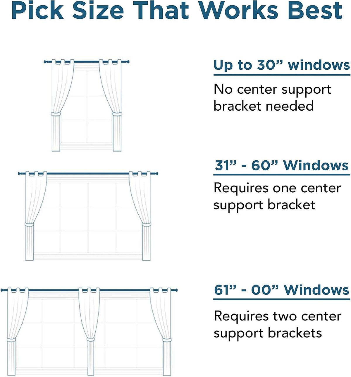 Kwik-Hang Single Curtain Rod Brackets – No Drill, No Damage – Perfect Curtains Every Time – 1” Silver