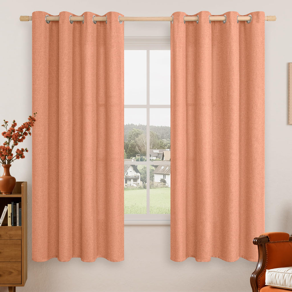 LAMIT 90 Inch Long Oatmeal Linen Curtains for Living Room 2 Panels