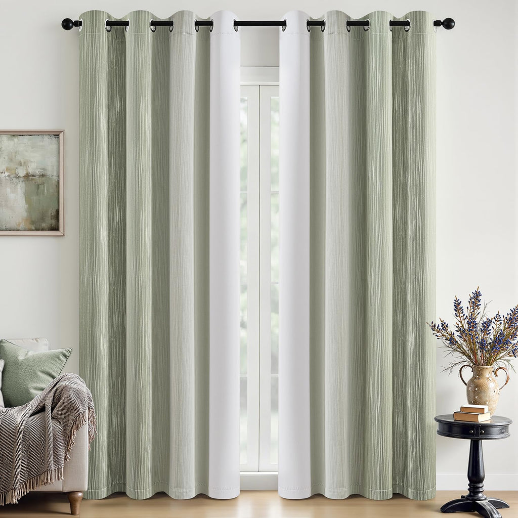MIULEE Navy Blue and Greyish White Ombre Blackout Curtains 52Wx84L Set of 2