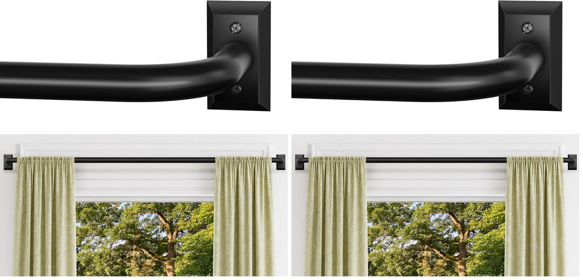 ZYRW Gold Curtain Rod, Room Darkening Rods for Windows 28 to 48 Inches(2.3-4Ft), Wrap Around Curtain Rods, Heavy Duty Blackout Drapery, Modern Decorative Window Treatment Rod, Gold