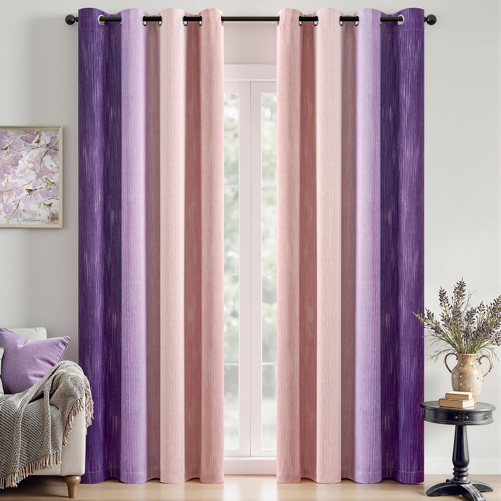 MIULEE Navy Blue and Greyish White Ombre Blackout Curtains 52Wx84L Set of 2