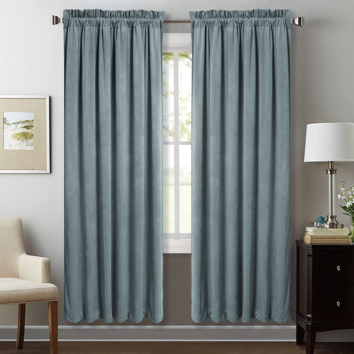 StangH Theater Red Velvet Curtains for Living Room Christmas Decor 2 Panels