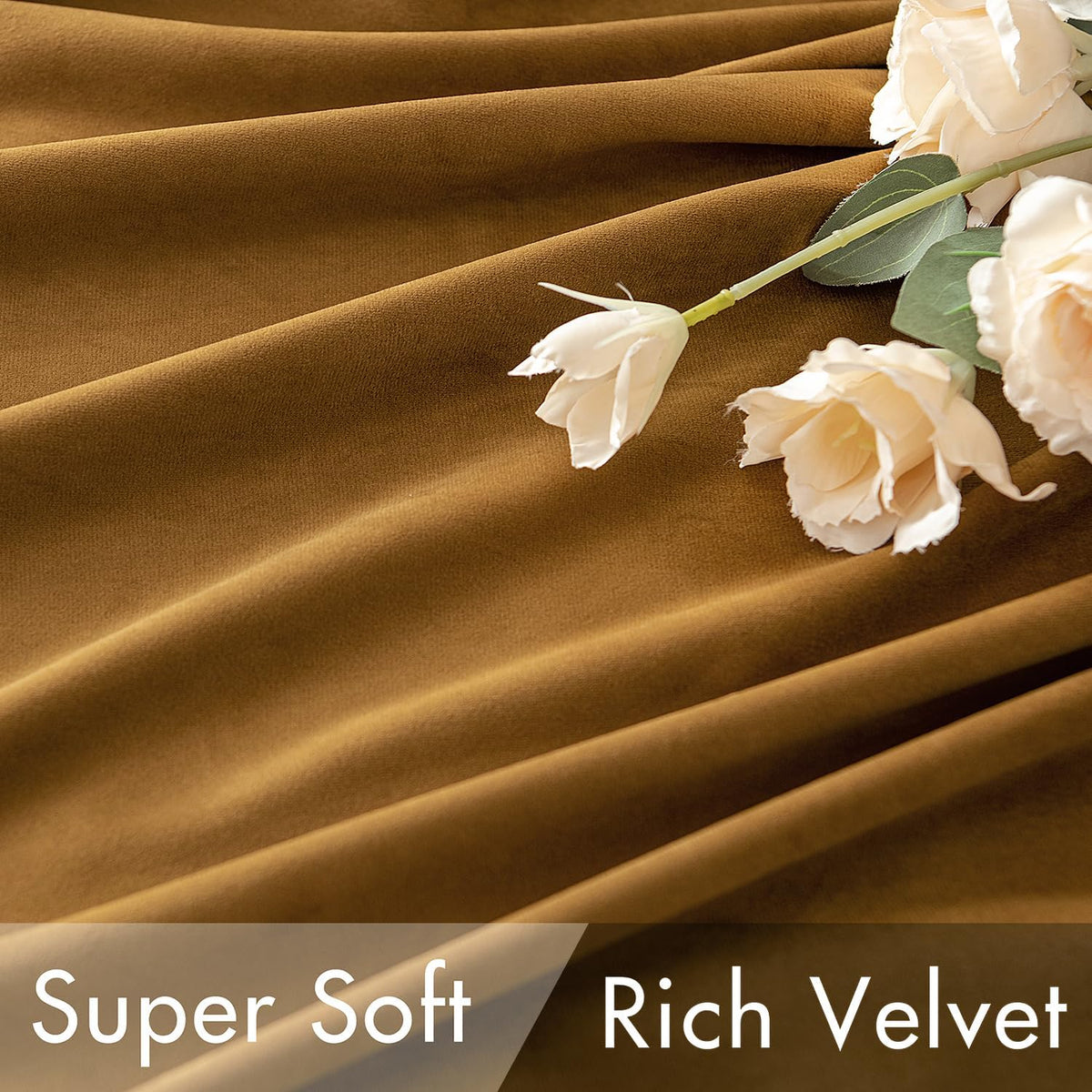 MIULEE Gold Velvet Curtains 52x84 inches Luxury Blackout Curtains