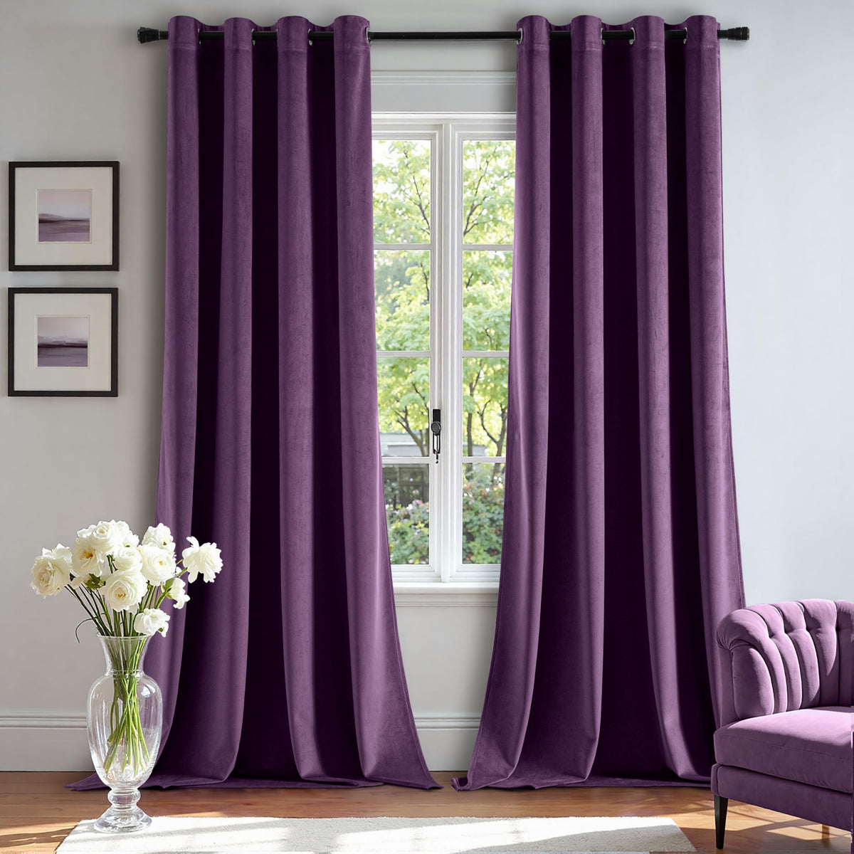 MIULEE Velvet Blackout Curtains Olive Green 52 x 96 Inch Length 2 Panels