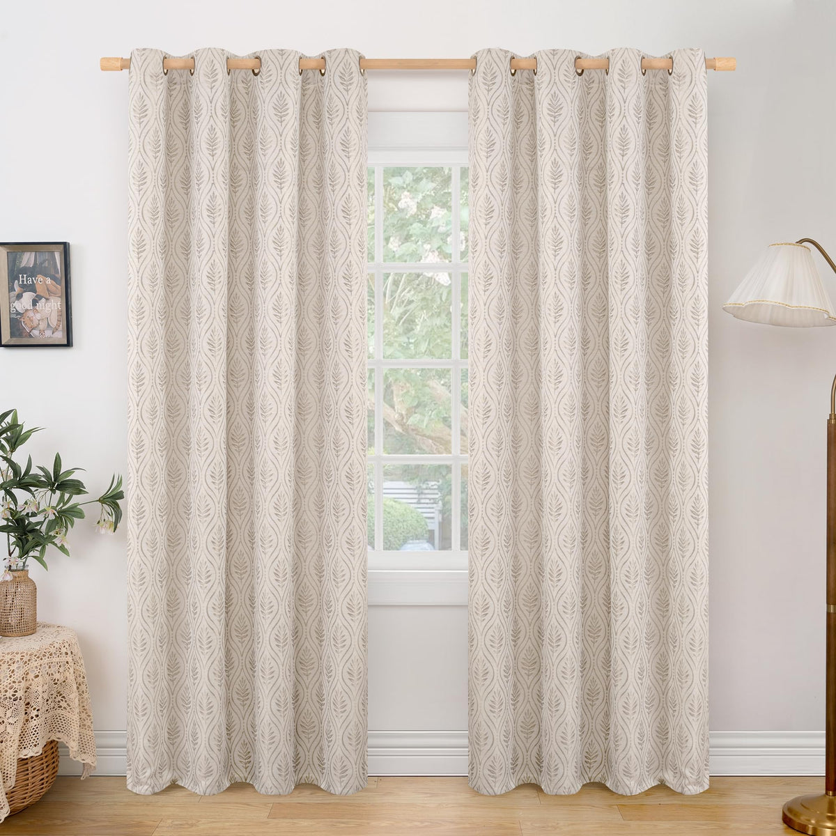 BGment Floral Leaf Curtains for Living Room 84 inch Curtains 2 Panel Set