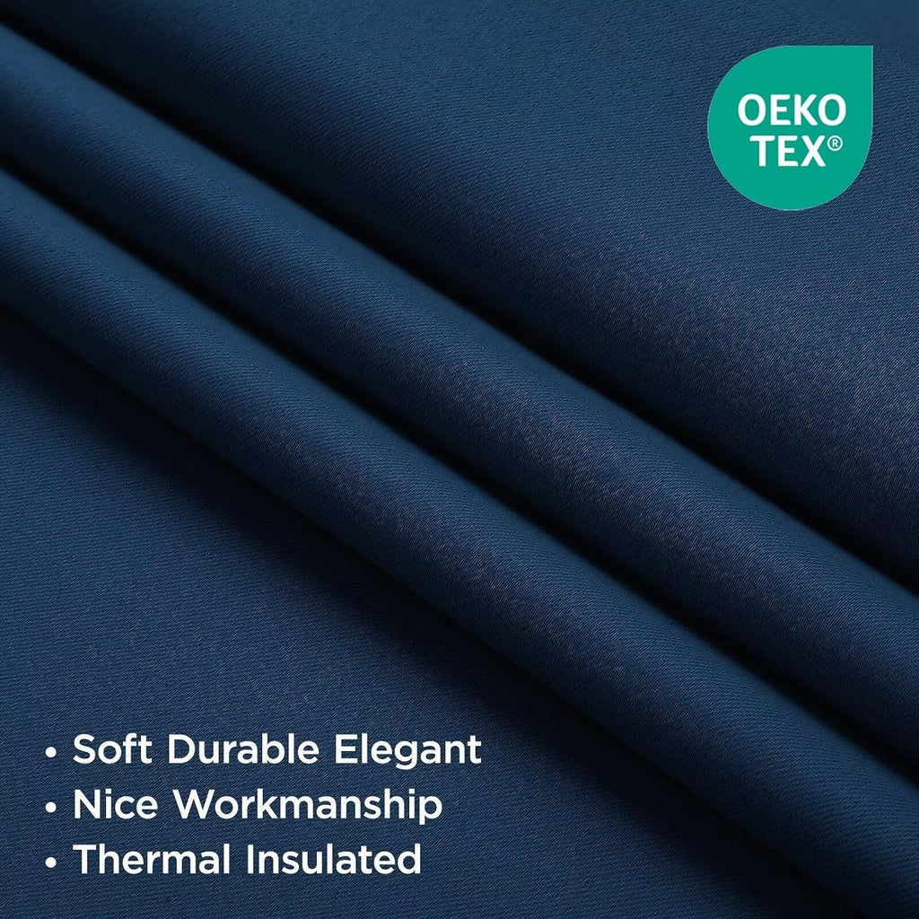 Joydeco Blackout Curtains 96 Inches Long, Thermal Insulated Black Out Curtains 2 Panels Set for Bedroom, Room Darkening Drapes for Living Room Window (W52 x L96 Inch, Navy Blue)