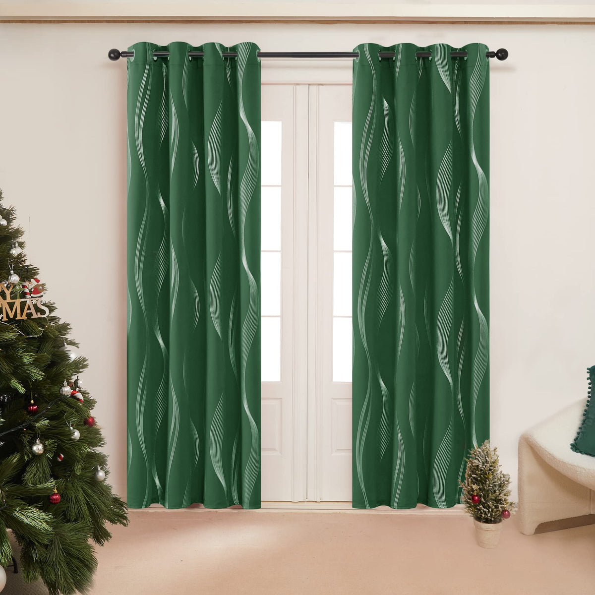 Deconovo Curtains for Living Room, Pattern Blackout Curtains 84 Inches Long