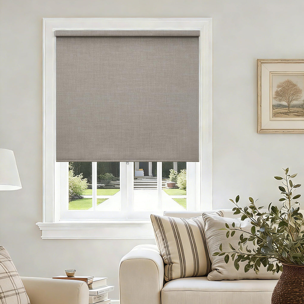 Extra Wide Beige Roller Shades 100% Blackout Blinds for Large Window Bedroom Living Room Dining Free-Stop Cordless Thermal Insulated Black Out Shades with Valance, Room Darkening Blinds Oatmeal,72x72