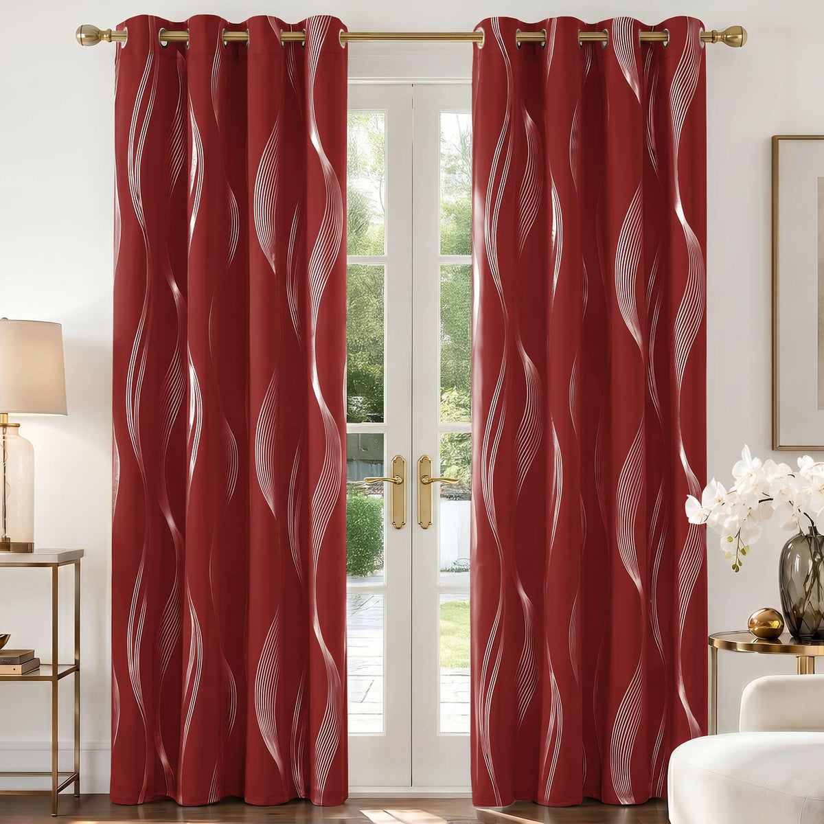 Deconovo Curtains for Living Room, Pattern Blackout Curtains 84 Inches Long