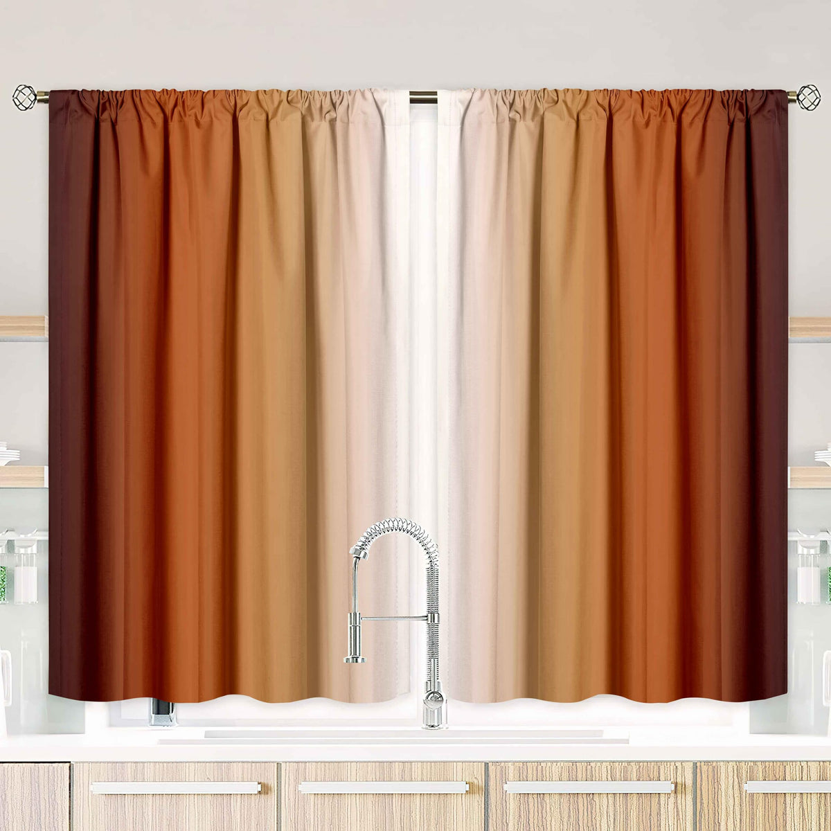 Burnt Orange Curtains 84 Inch Length for Living Room,2 Panels