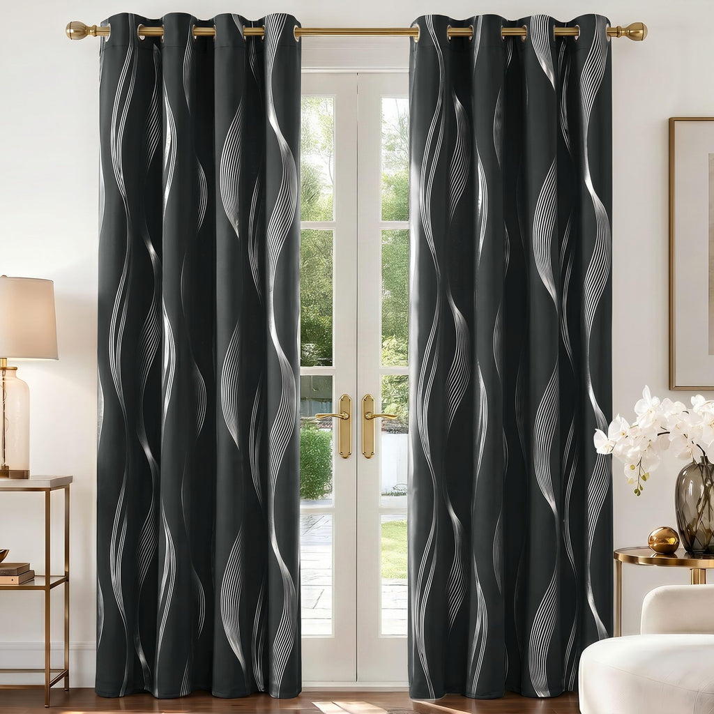 Deconovo Curtains for Living Room, Pattern Blackout Curtains 84 Inches Long