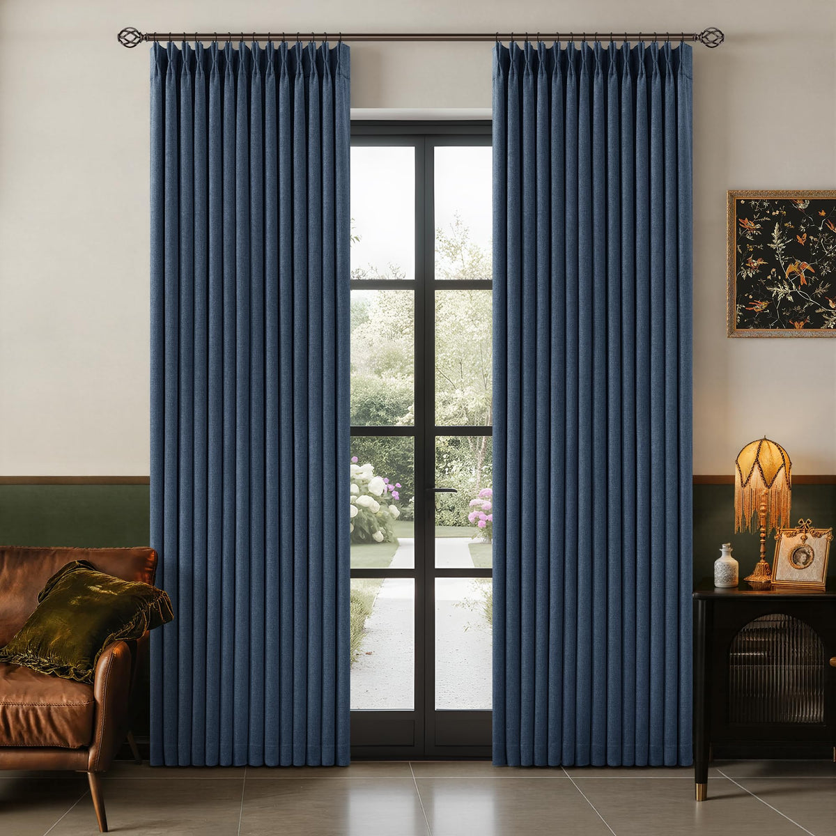 102 Inch Pinch Pleated Blackout Curtains for Bedroom 2 Panels Natural