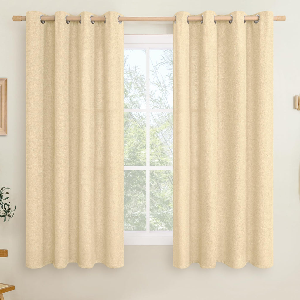 LAMIT 90 Inch Long Oatmeal Linen Curtains for Living Room 2 Panels