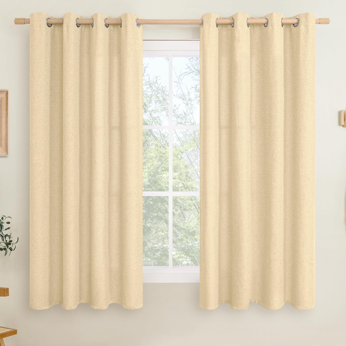 LAMIT 90 Inch Long Oatmeal Linen Curtains for Living Room 2 Panels
