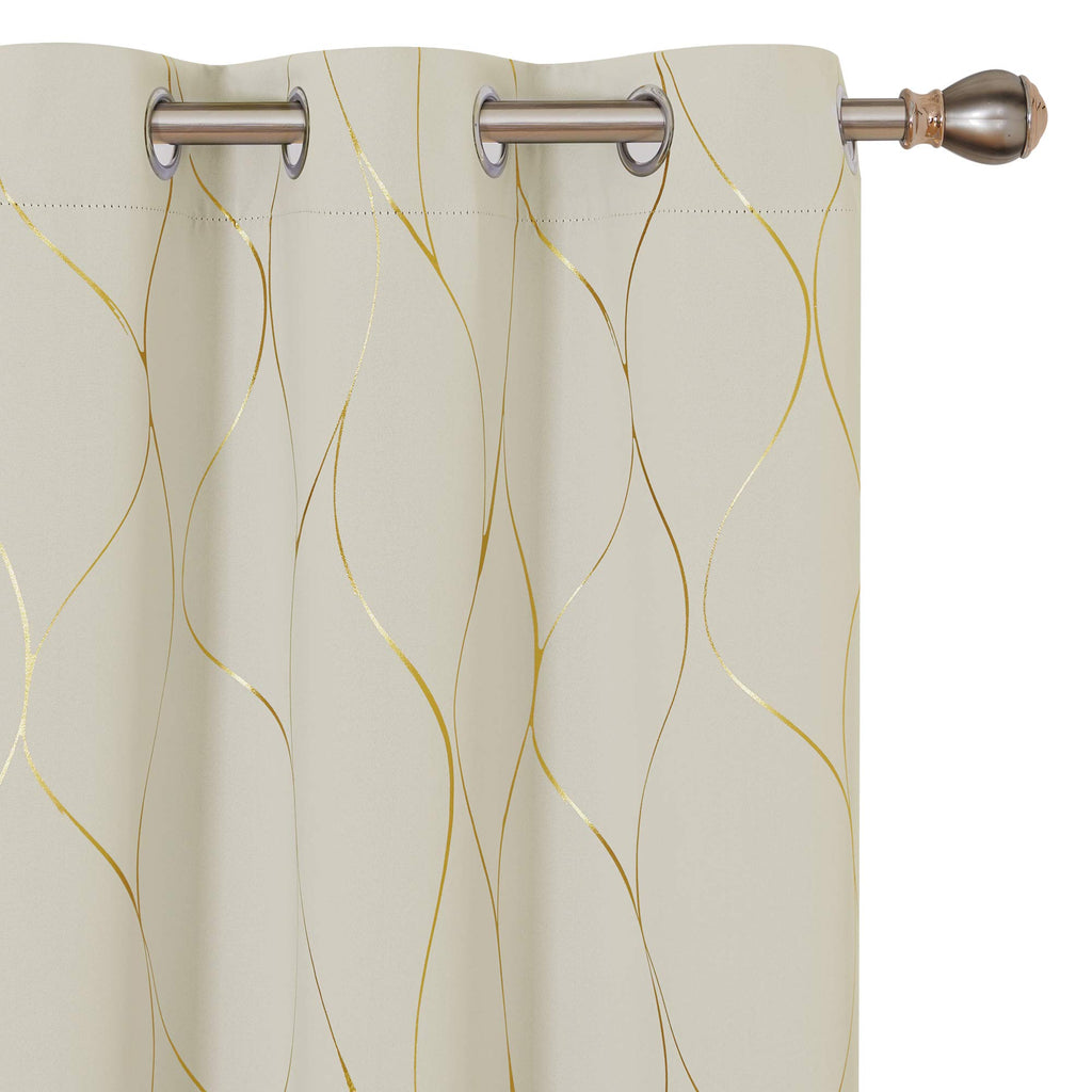 Deconovo Curtains for Living Room, Pattern Blackout Curtains 84 Inches Long