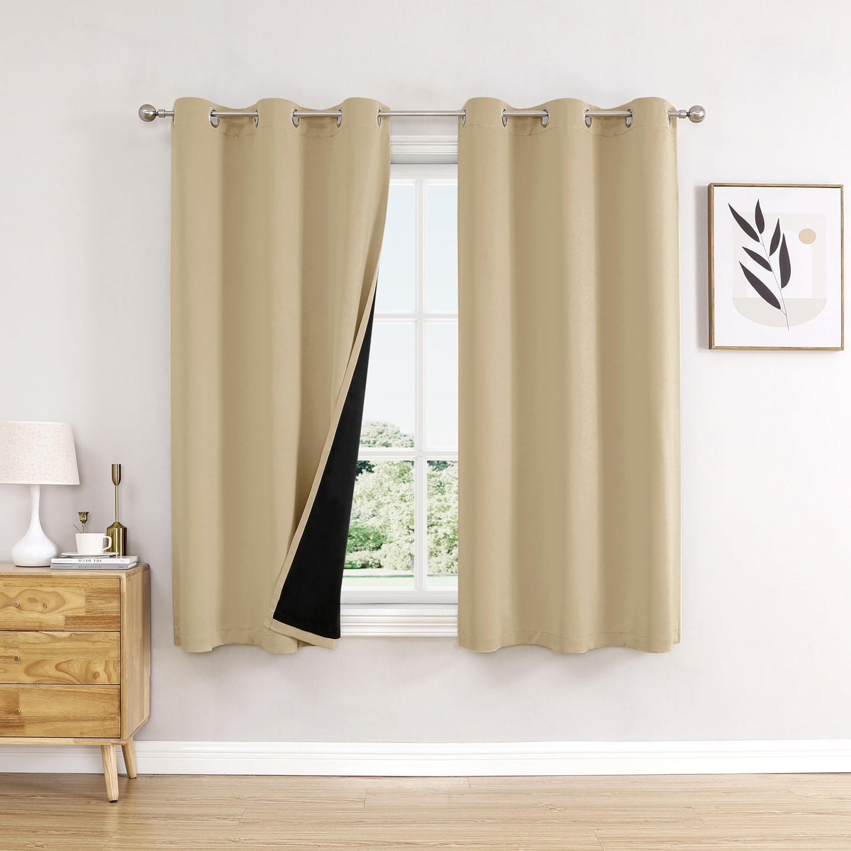 ChrisDowa 100% Blackout Curtains for Bedroom 63 Inches Long 2 Panels Set