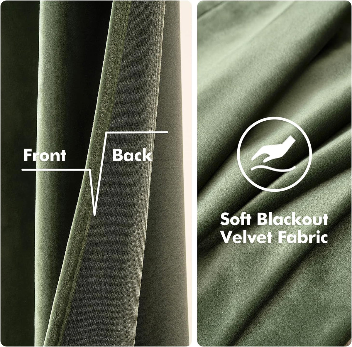 MIULEE Velvet Blackout Curtains Olive Green 52 x 96 Inch Length 2 Panels