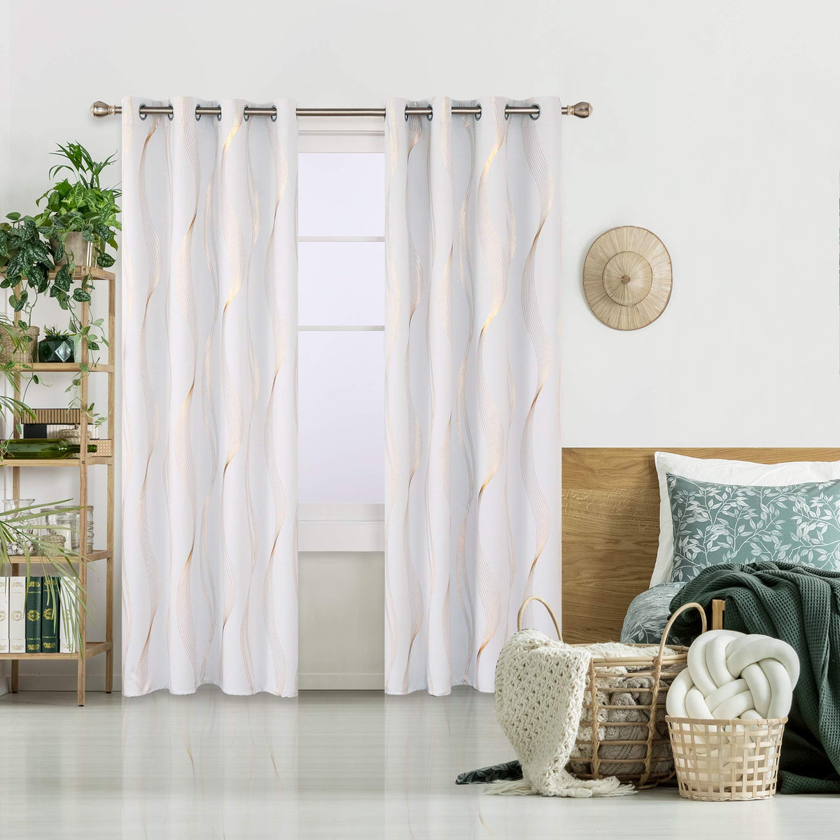 Deconovo Curtains for Living Room, Pattern Blackout Curtains 84 Inches Long
