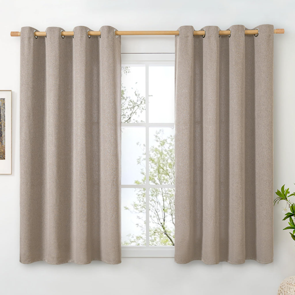BGment Oatmeal Linen Curtains 84 Inch Length 2 Panels Set for Living Room