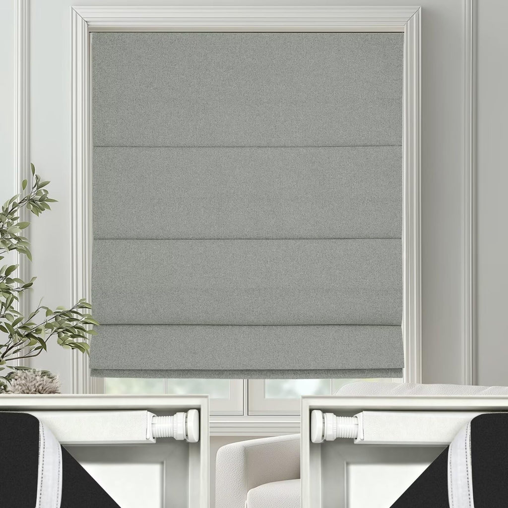 Changshade No Drill Roman Shades Cordless Blinds Blackout for Indoor Windows, Room Darkening Black Out Tension Rod No Hardware No Tools Inside Mount, Shade Size 27 Inches Wide 64 Inches High, Beige