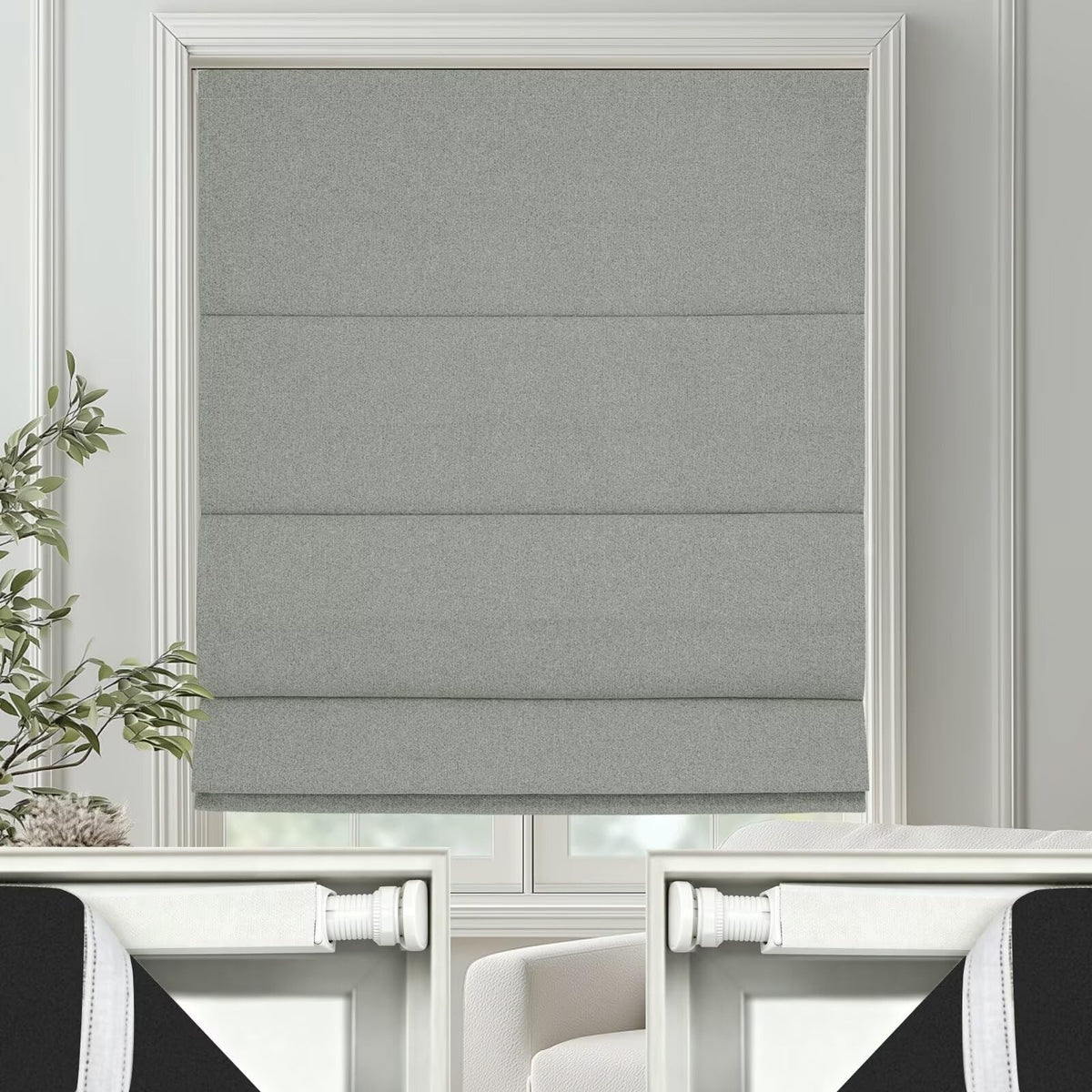 Changshade No Drill Roman Shades Cordless Blinds Blackout for Indoor Windows, Room Darkening Black Out Tension Rod No Hardware No Tools Inside Mount, Shade Size 27 Inches Wide 64 Inches High, Beige