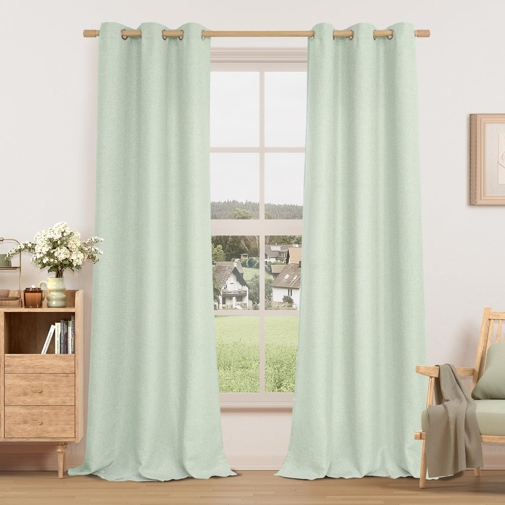 LAMIT 90 Inch Long Oatmeal Linen Curtains for Living Room 2 Panels