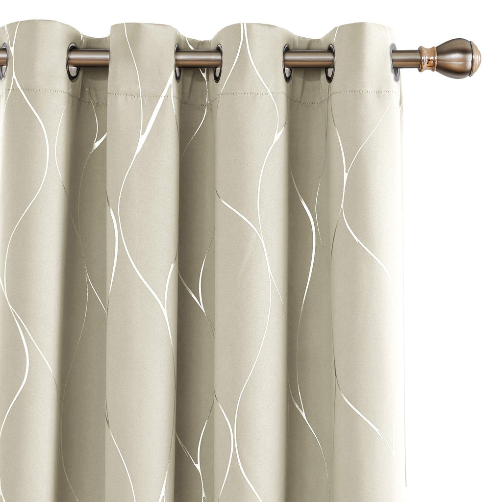 Deconovo Curtains for Living Room, Pattern Blackout Curtains 84 Inches Long