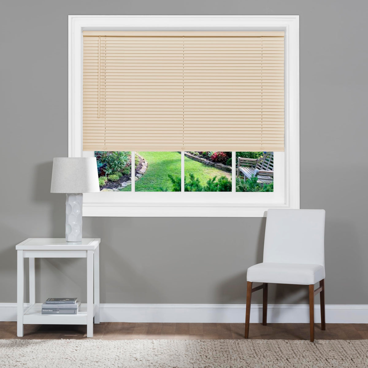 Cordless Light Filtering Mini Blinds for Indoor, 29 x 64 in, Pearl White
