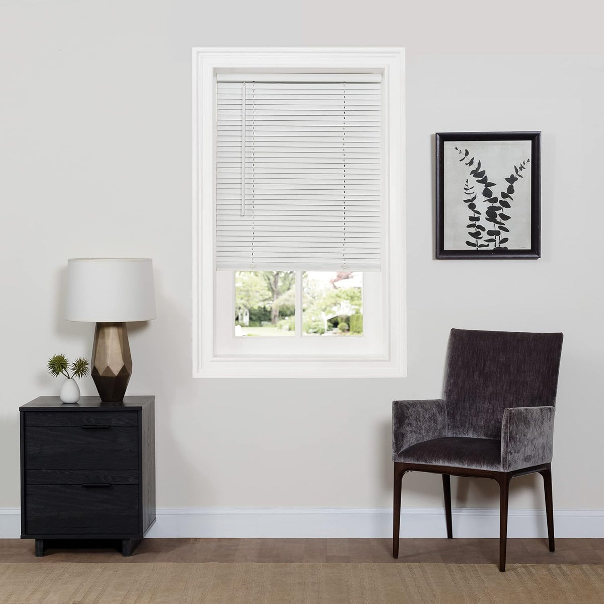 Cordless Room Darkening Mini Blind, 31 x 64 in, Pearl White