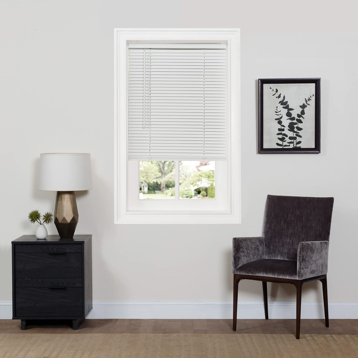 Cordless Room Darkening Mini Blind, 31 x 64 in, Pearl White