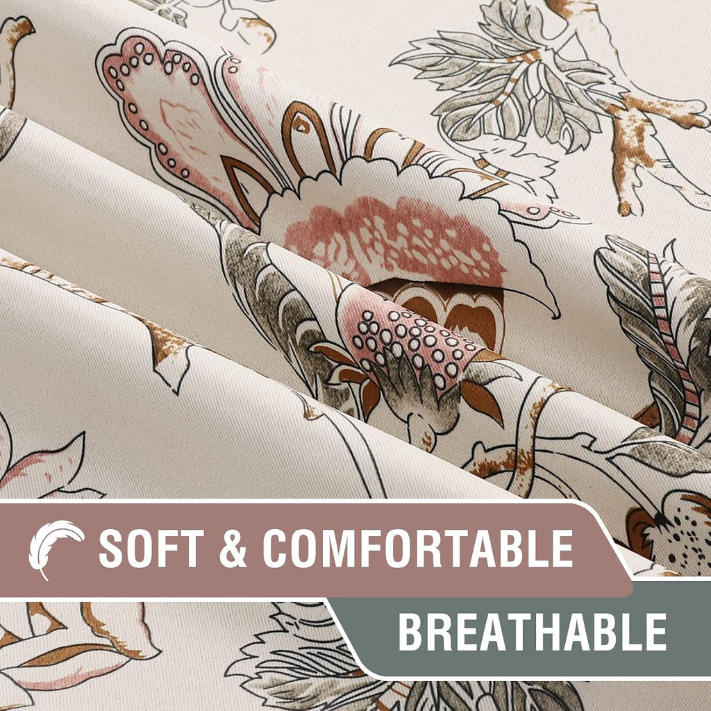 H.VERSAILTEX Blackout Curtains 84 Inch Length 2 Panels Set Floral Print Curtain Drapes for Living Room Thermal Insulated Grommet Window Curtains for Bedroom - Traditional Floral in Sage and Brown