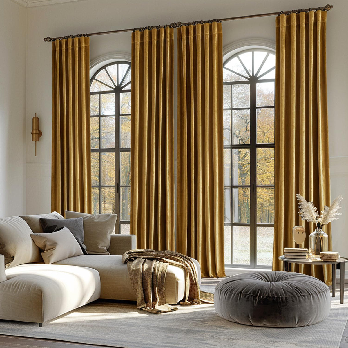 MIULEE Gold Velvet Curtains 52x84 inches Luxury Blackout Curtains