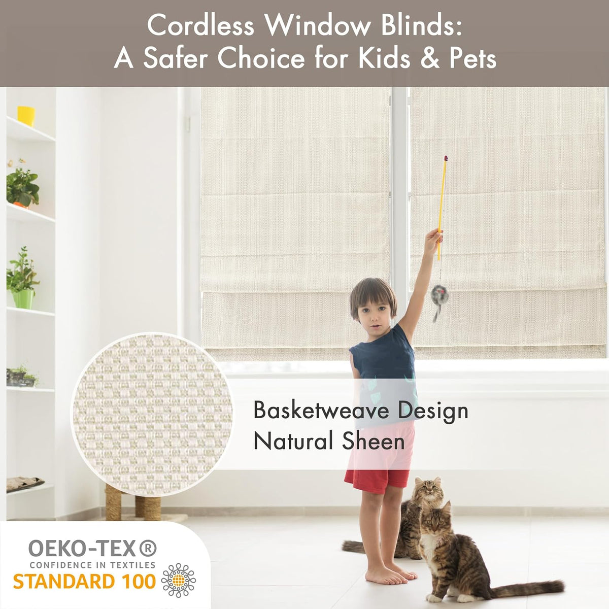 Madison Park Roman Shade, Room Darkening Blind Cordless, 33x64 Sheen Ivory