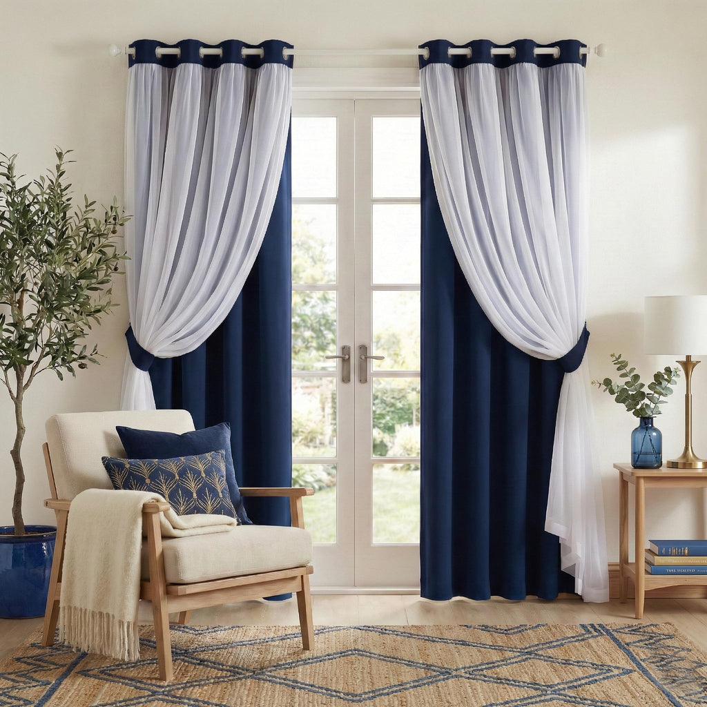 PONY DANCE Black Blackout Curtains for Bedroom, 52 W x 84 L, Set of 2