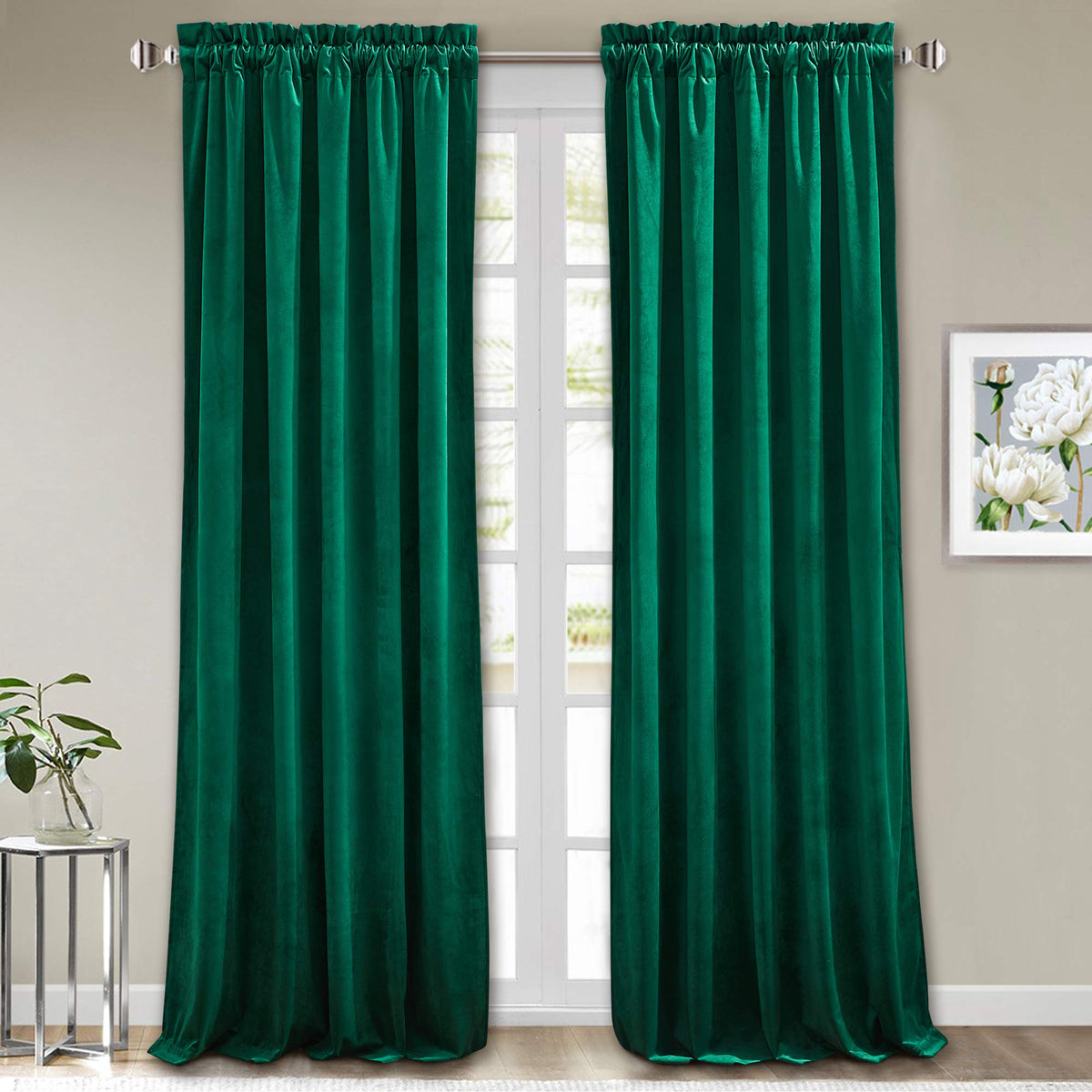 StangH Theater Red Velvet Curtains for Living Room Christmas Decor 2 Panels
