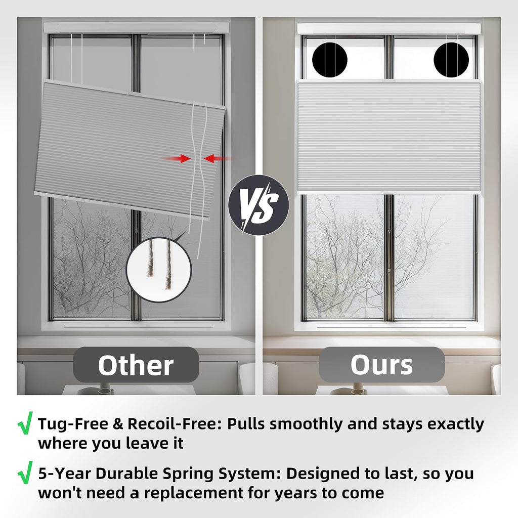 BERISSA Top Down Bottom Up Cordless Cellular Shades,Custom Size White Blackout