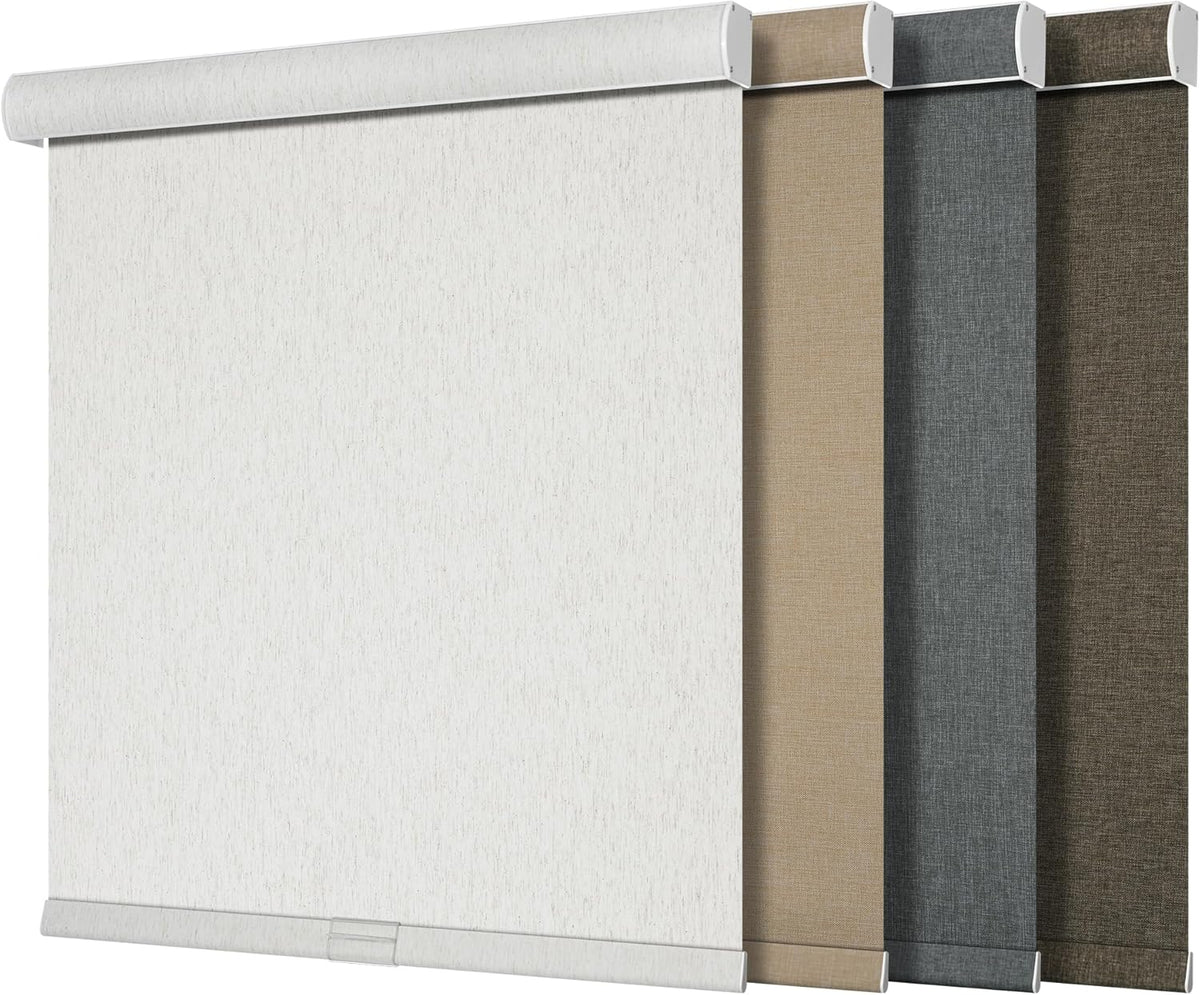 Boolegon Blackout Roller Shades for Windows, Light Beige, Custom Size
