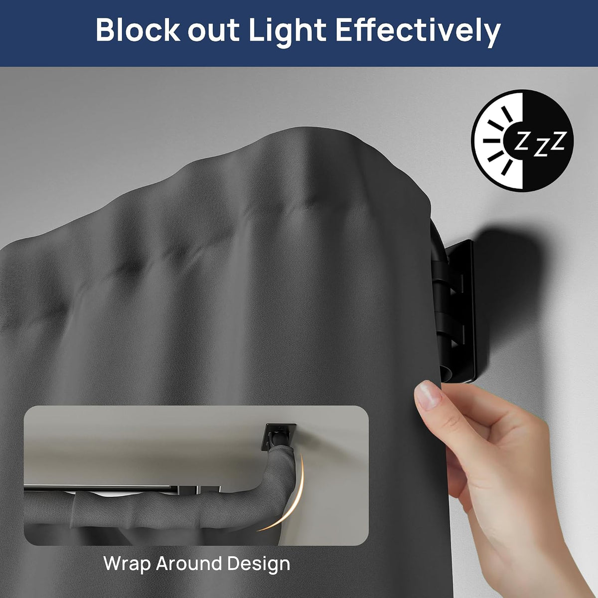 ENJOYBASICS 30-86" Wrap Around Curtain Rod, Quick Curtain Change, Black