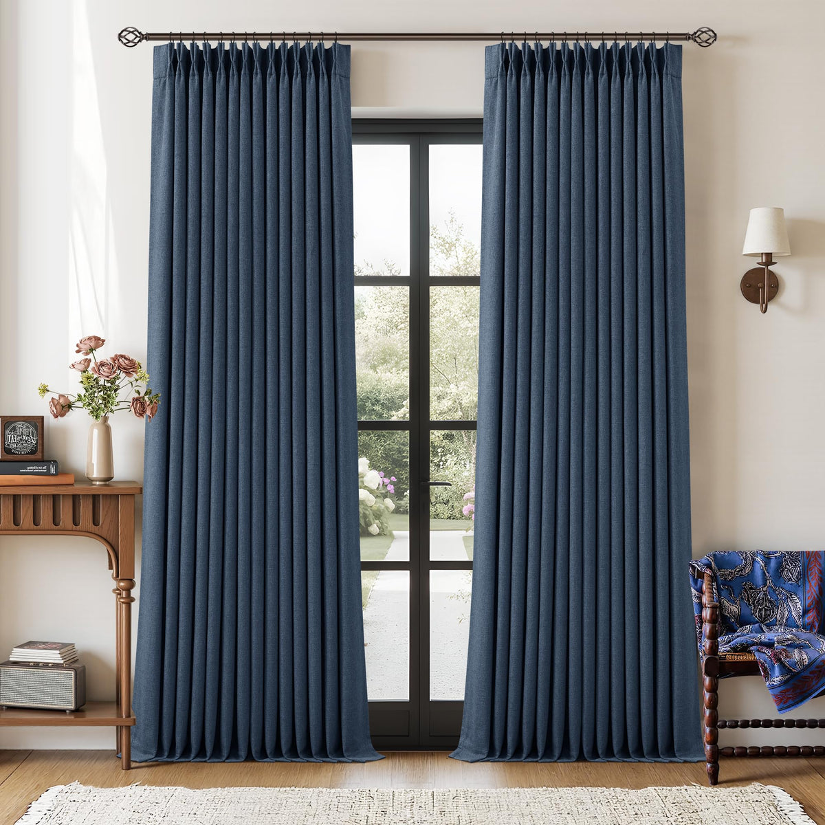 102 Inch Pinch Pleated Blackout Curtains for Bedroom 2 Panels Natural