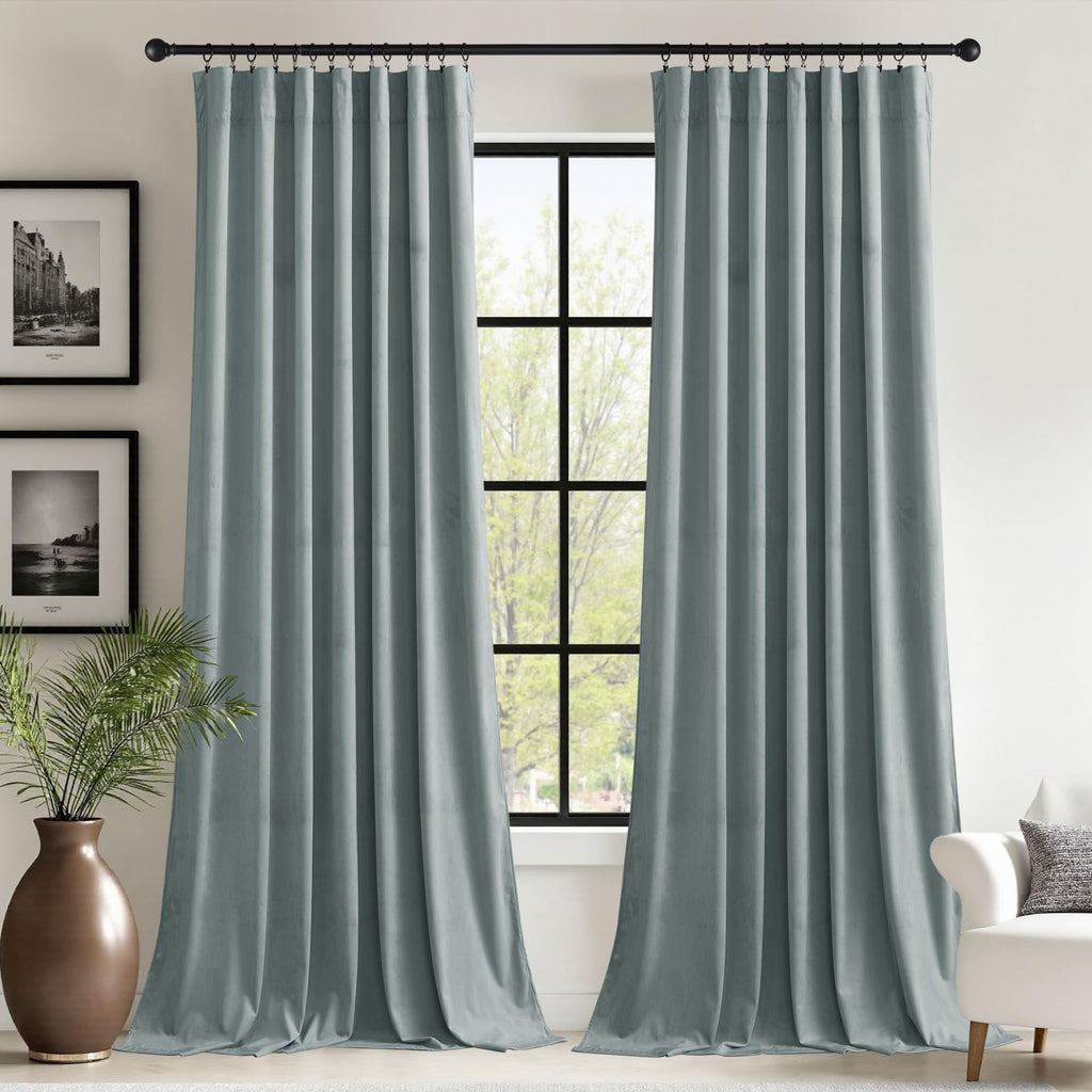 StangH Theater Red Velvet Curtains for Living Room Christmas Decor 2 Panels
