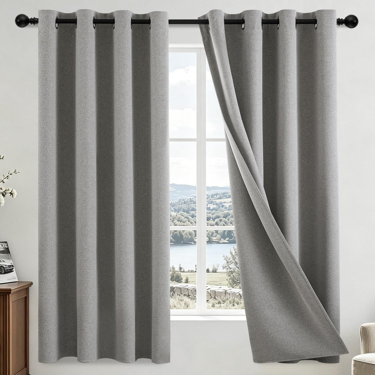 COSVIYA Grommet Blackout Room Darkening Navy Blue Curtains 84 inch Length