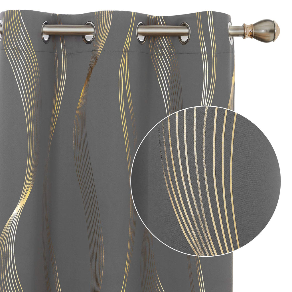 Deconovo Curtains for Living Room, Pattern Blackout Curtains 84 Inches Long