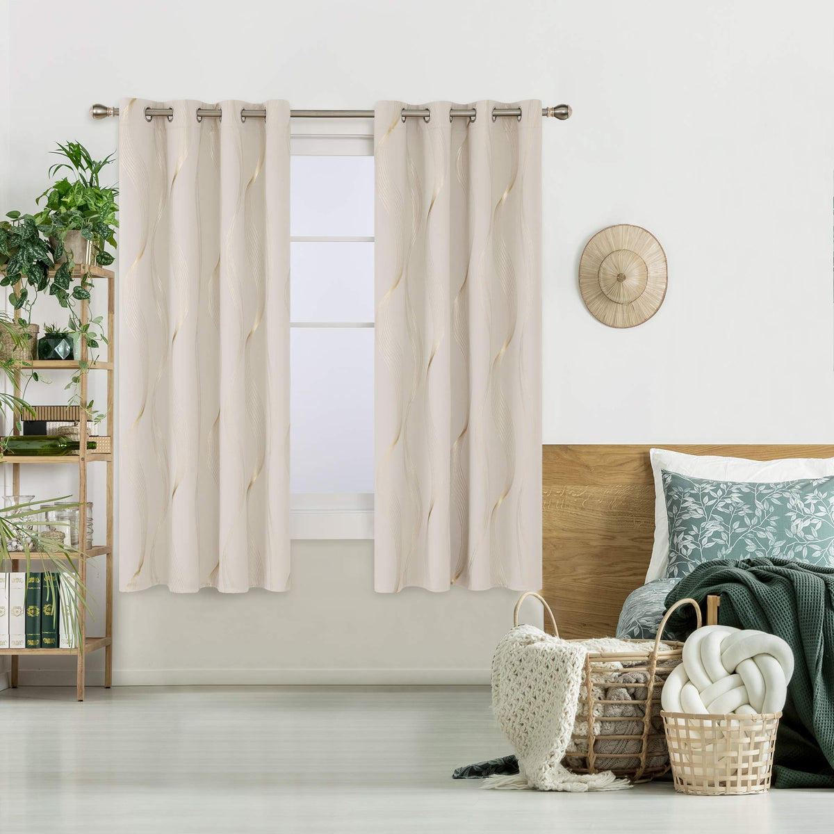 Deconovo Curtains for Living Room, Pattern Blackout Curtains 84 Inches Long
