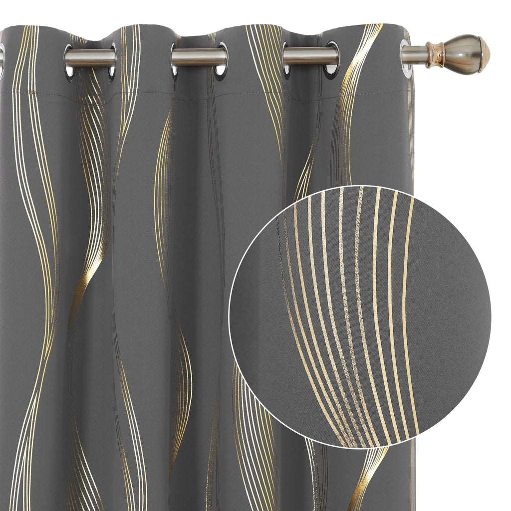 Deconovo Curtains for Living Room, Pattern Blackout Curtains 84 Inches Long