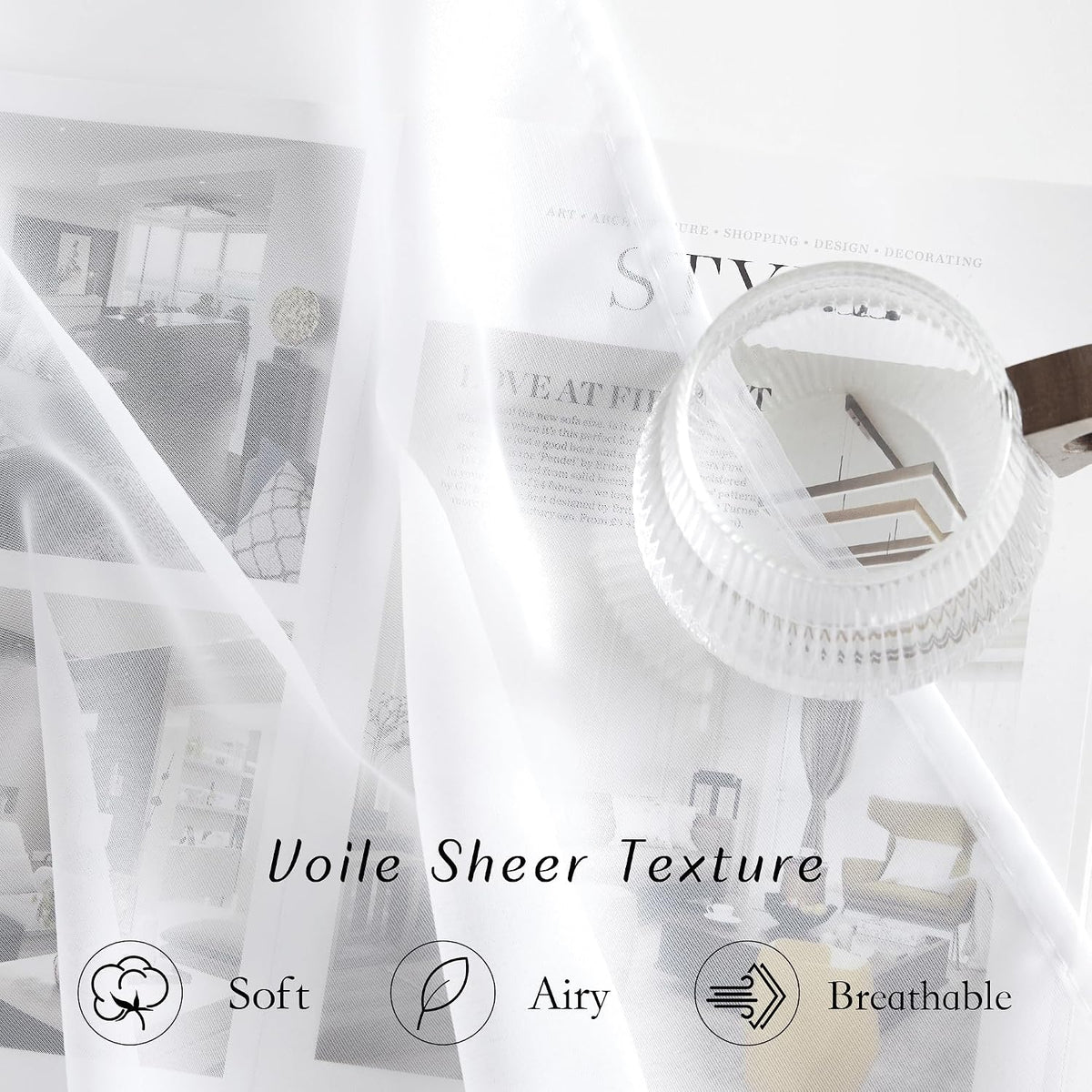 NICETOWN White Sheer Curtains & Drapes 96 inches Long for Living Room - Grommet Top Solid Lightweight & Airy Gauzy Window Treatments with Light Filtering for Bedroom, 2 Panels, W54 x L96