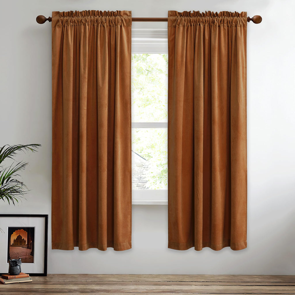 StangH Theater Red Velvet Curtains for Living Room Christmas Decor 2 Panels