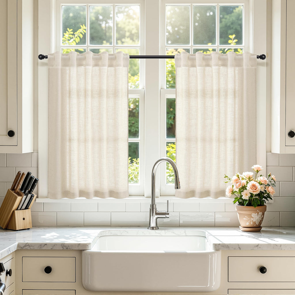 Naturoom Extra Long Linen Curtains 108 Inch 9ft for Living Room Cream Beige