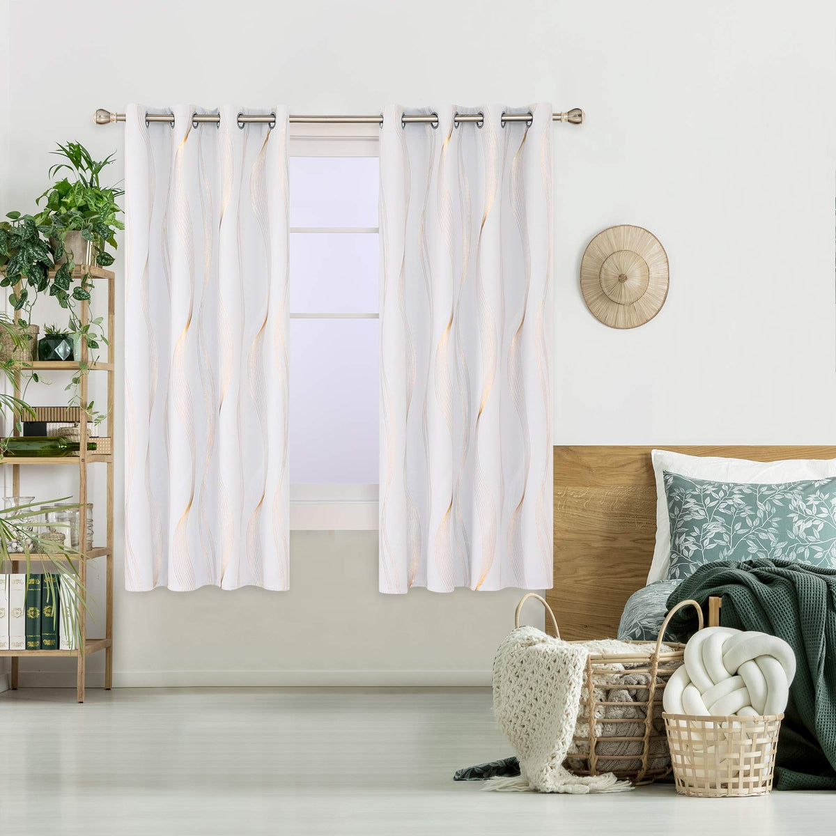 Deconovo Curtains for Living Room, Pattern Blackout Curtains 84 Inches Long