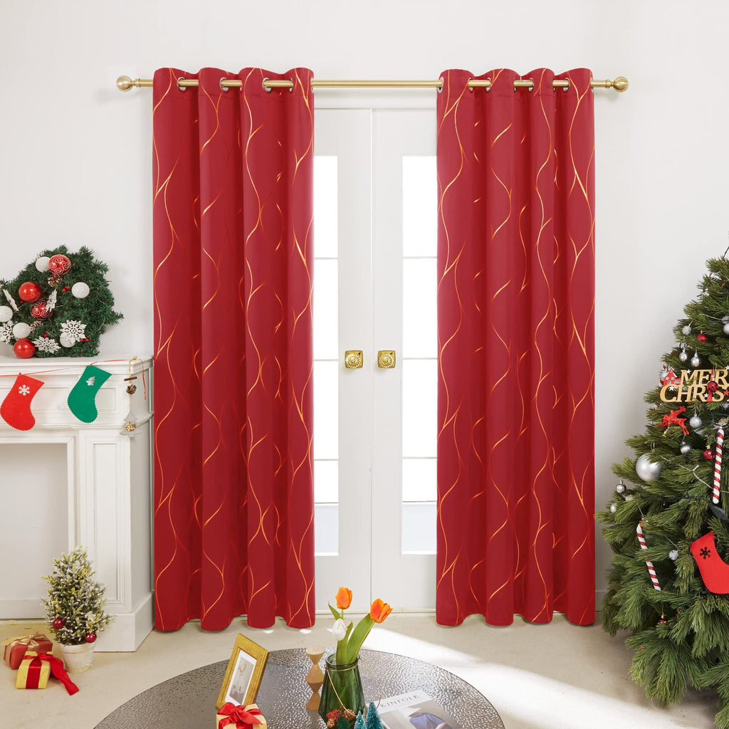 Deconovo Curtains for Living Room, Pattern Blackout Curtains 84 Inches Long