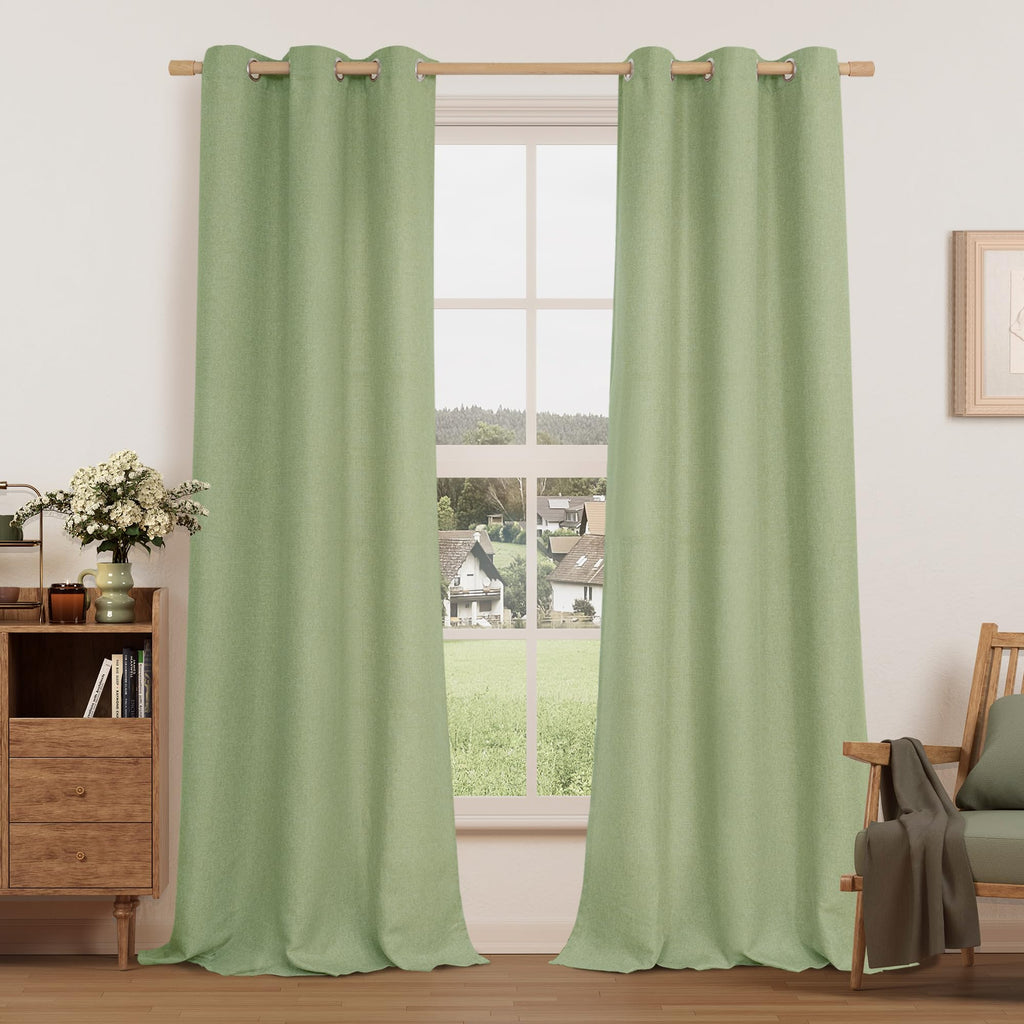 LAMIT 90 Inch Long Oatmeal Linen Curtains for Living Room 2 Panels